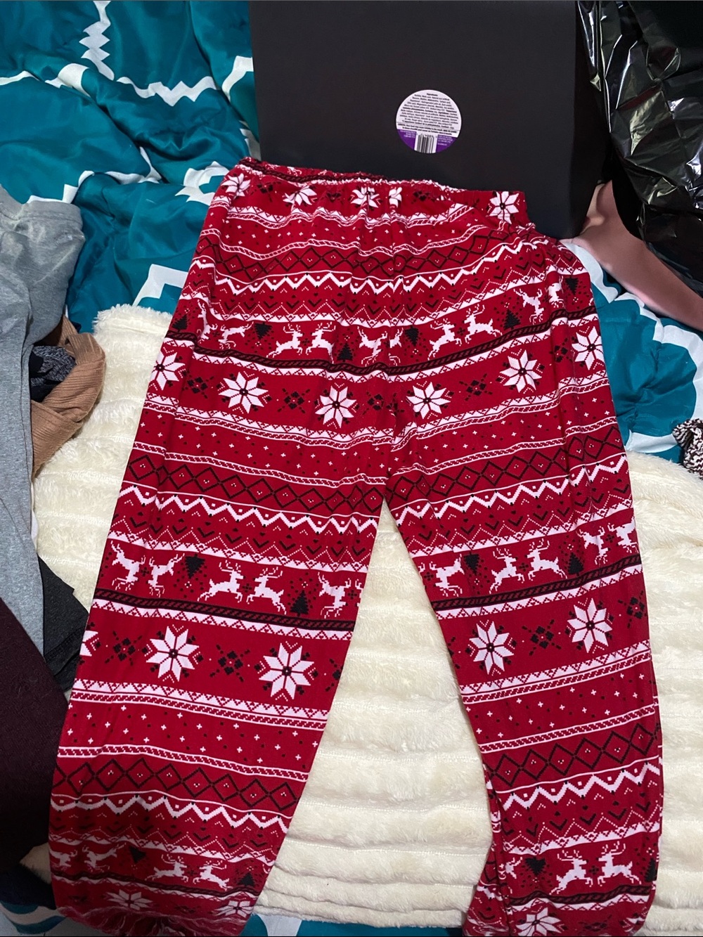 Kids Red Holiday Reindeer Pajama Pants